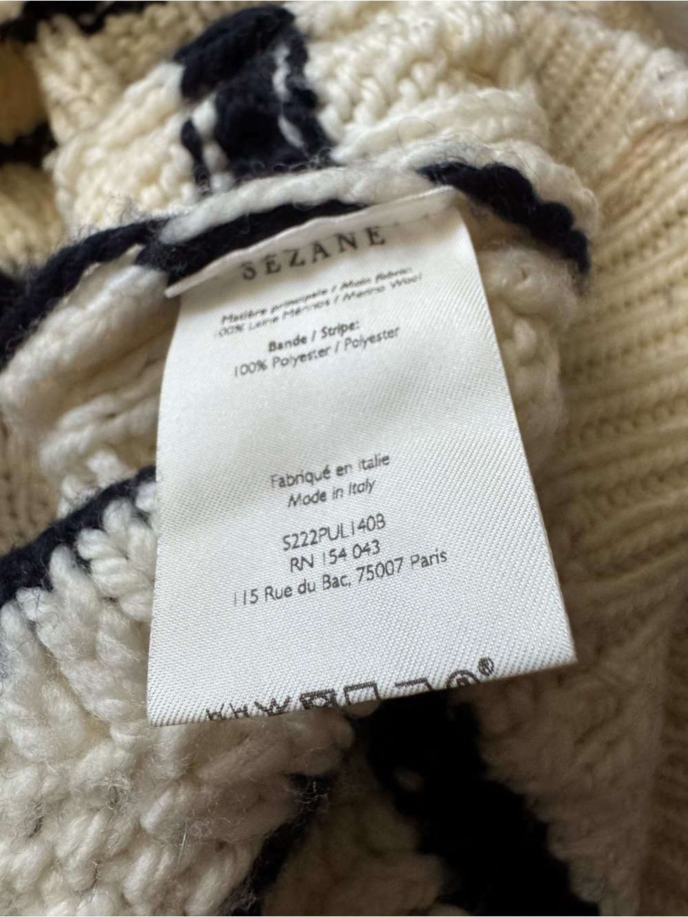 Sezane James Jumper in Ecru/Navy - Picture 7 of 10